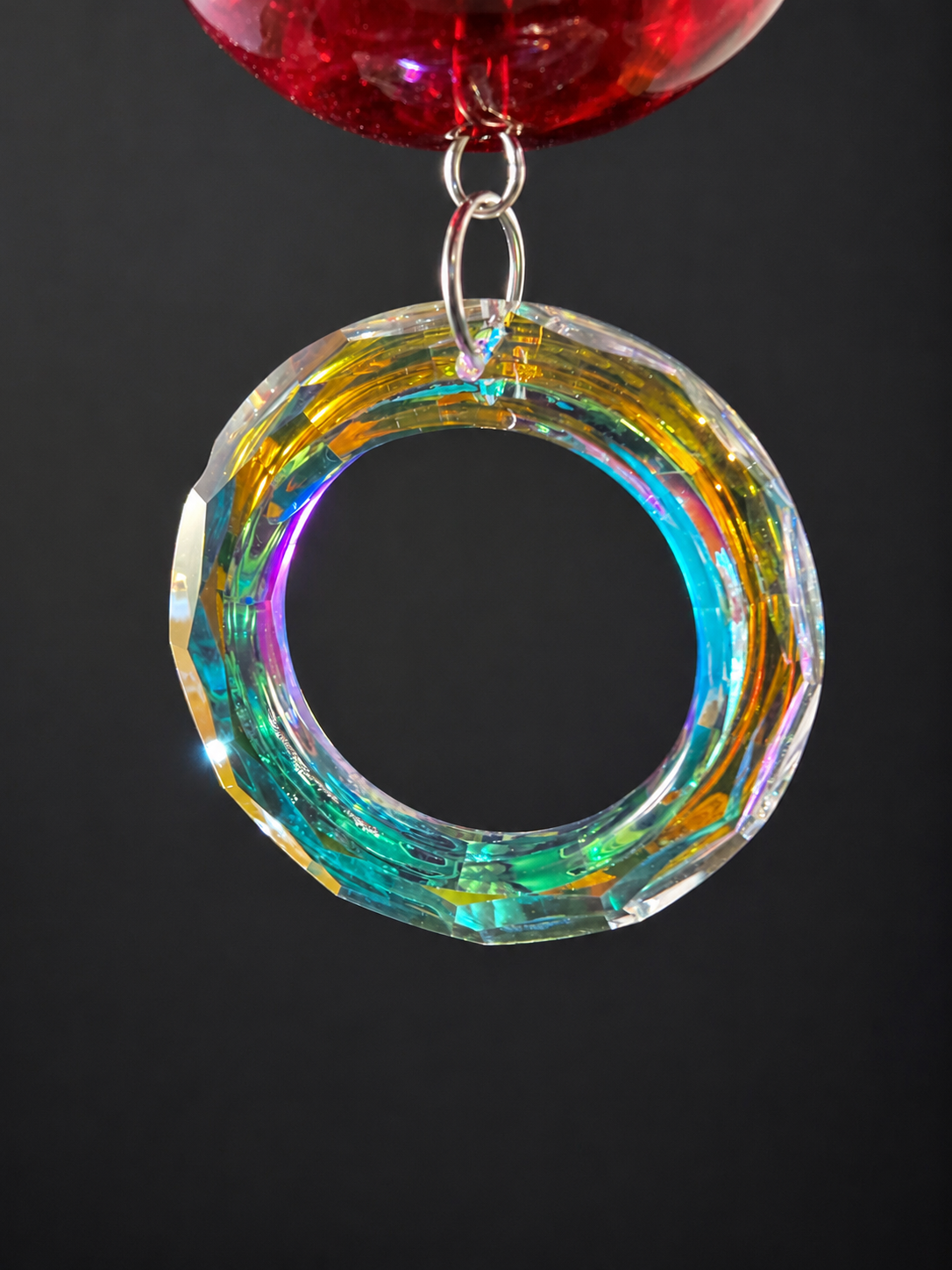 Hand-Blown Glass, Crystal & Amethyst Window Hanger