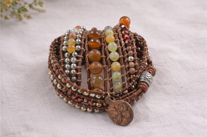 Dream Butterfly Jasper Wrap Bracelet – 4 Layer Boho Beaded Leather Bracelet