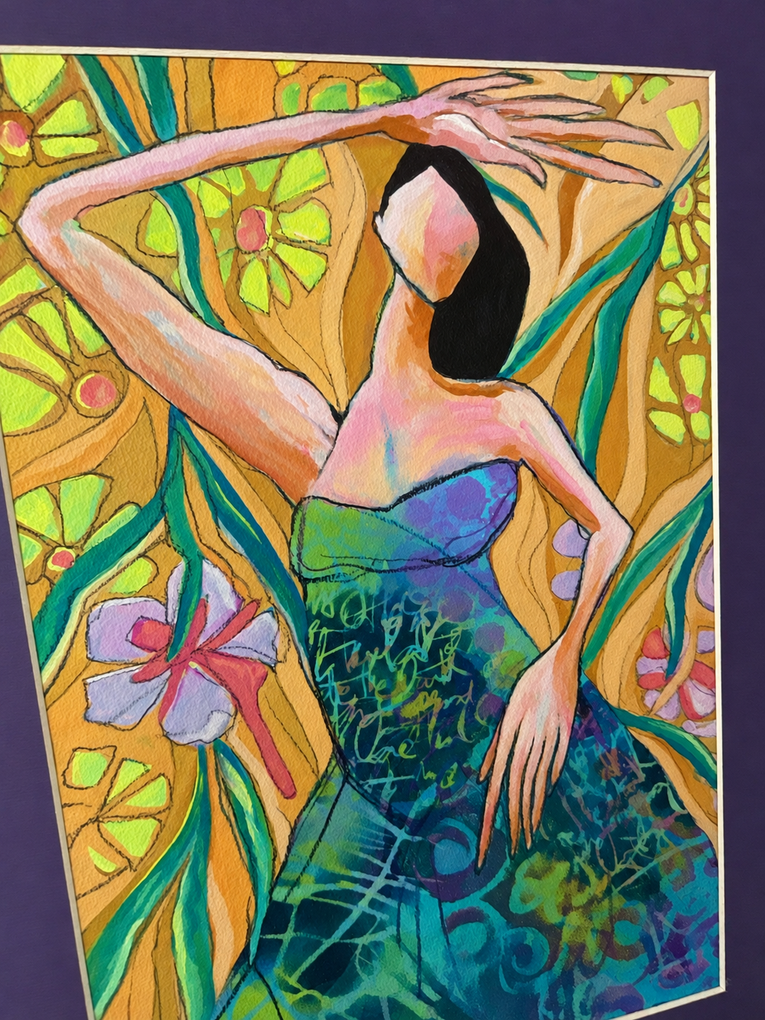 Tropical State of Mind – Framed Original Mixed Media Woman Painting