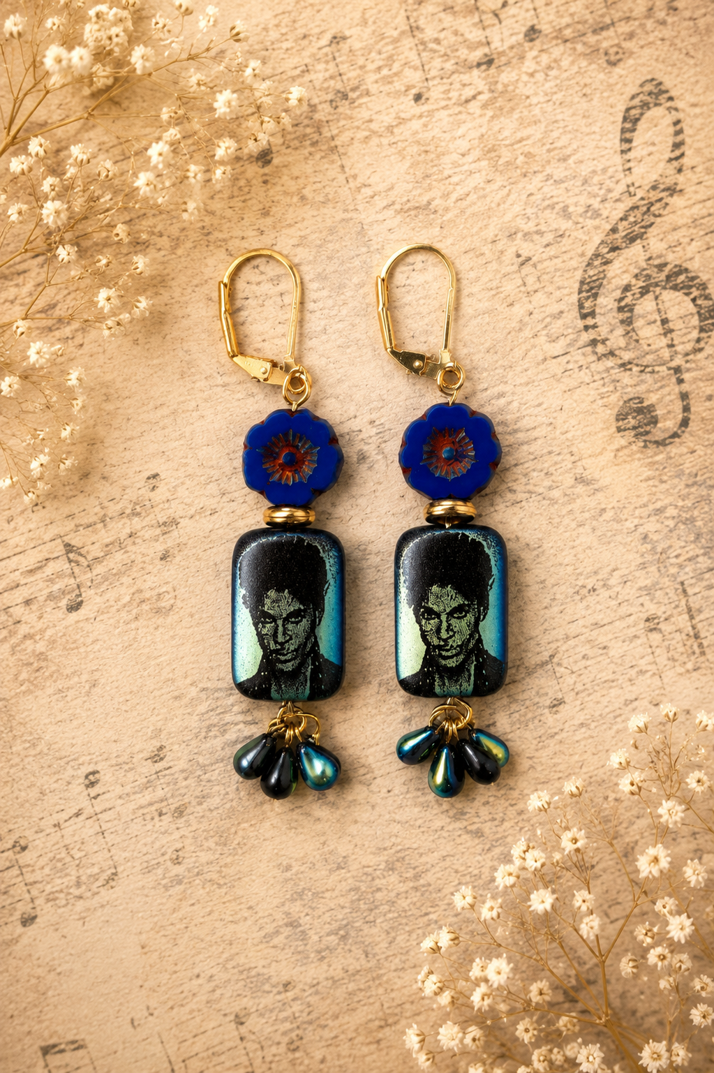 Prince Inspired Handmade Earrings | Swarovski Crystal, Czech Glass & Artisan Beaded Statement Earrings | Fabulous Firefly