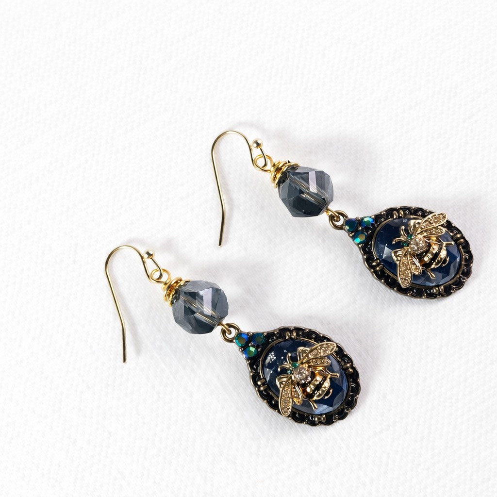 Midnight Bee Drop Earrings
