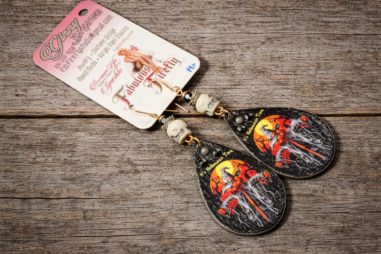 Lightweight Skull & Day of the Dead Teardrop Earrings – Crystal Halloween Statement Earrings