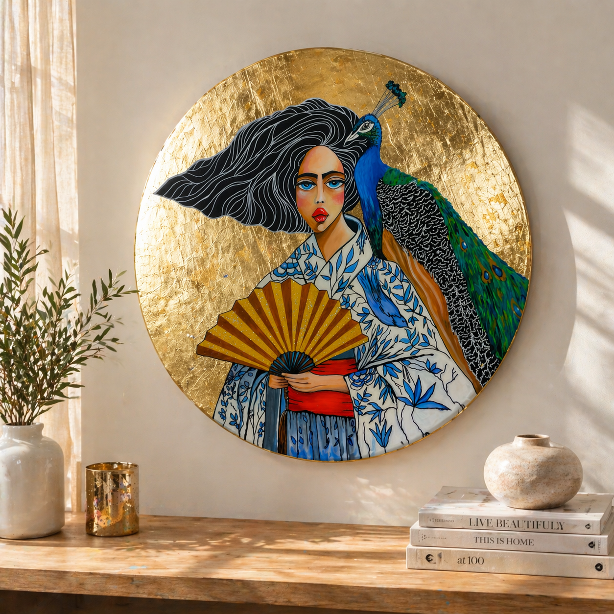 The Weight of Beauty – Acrylic Painting with Resin Finish on 24” Round Wood Panel