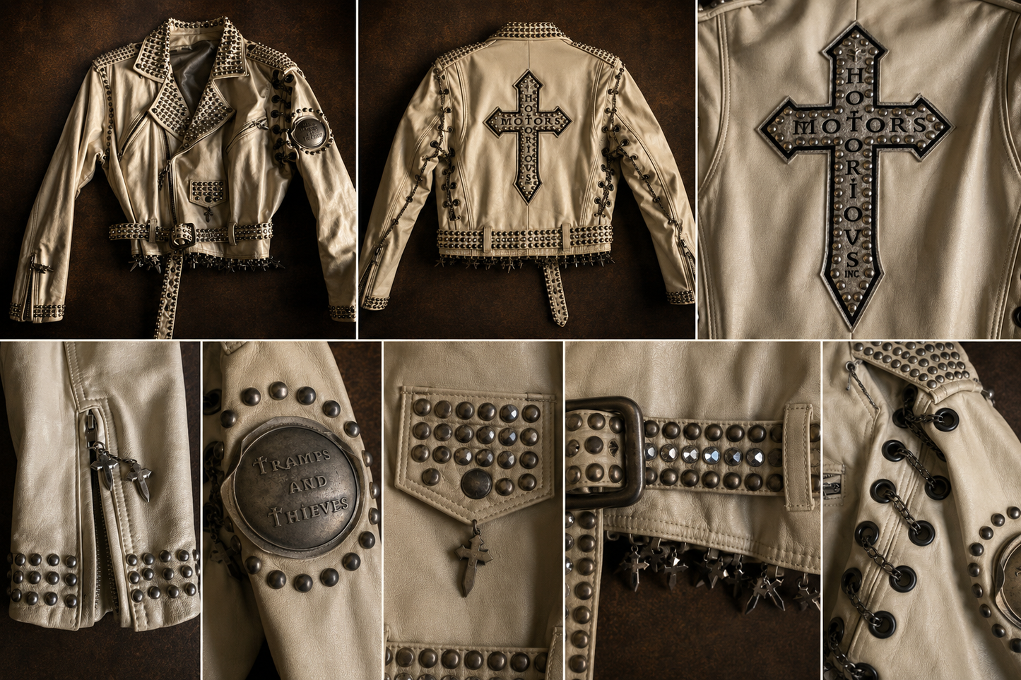 Notorious Motors “Tramps & Thieves” One-of-a-Kind Pearlized Leather Moto Jacket