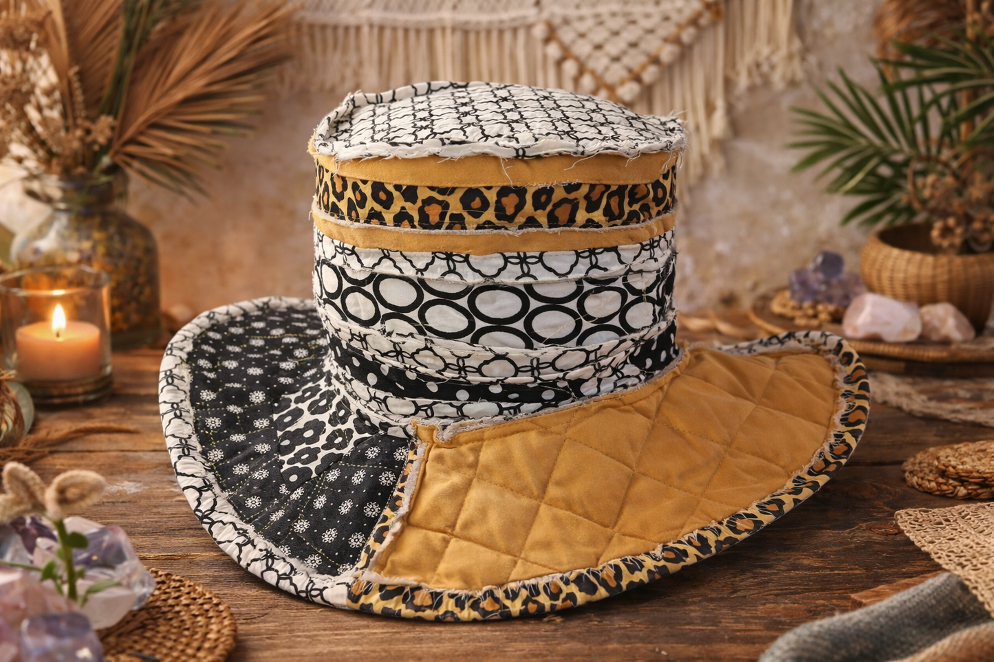 Dorothy Jean Reversible Boho Patchwork Hat – Wild Star Edition”