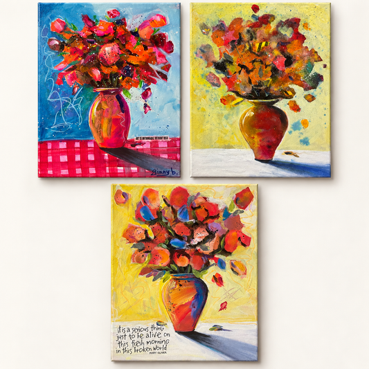 Beautiful Chaos Floral Paintings 11x14 | Fabulous Firefly