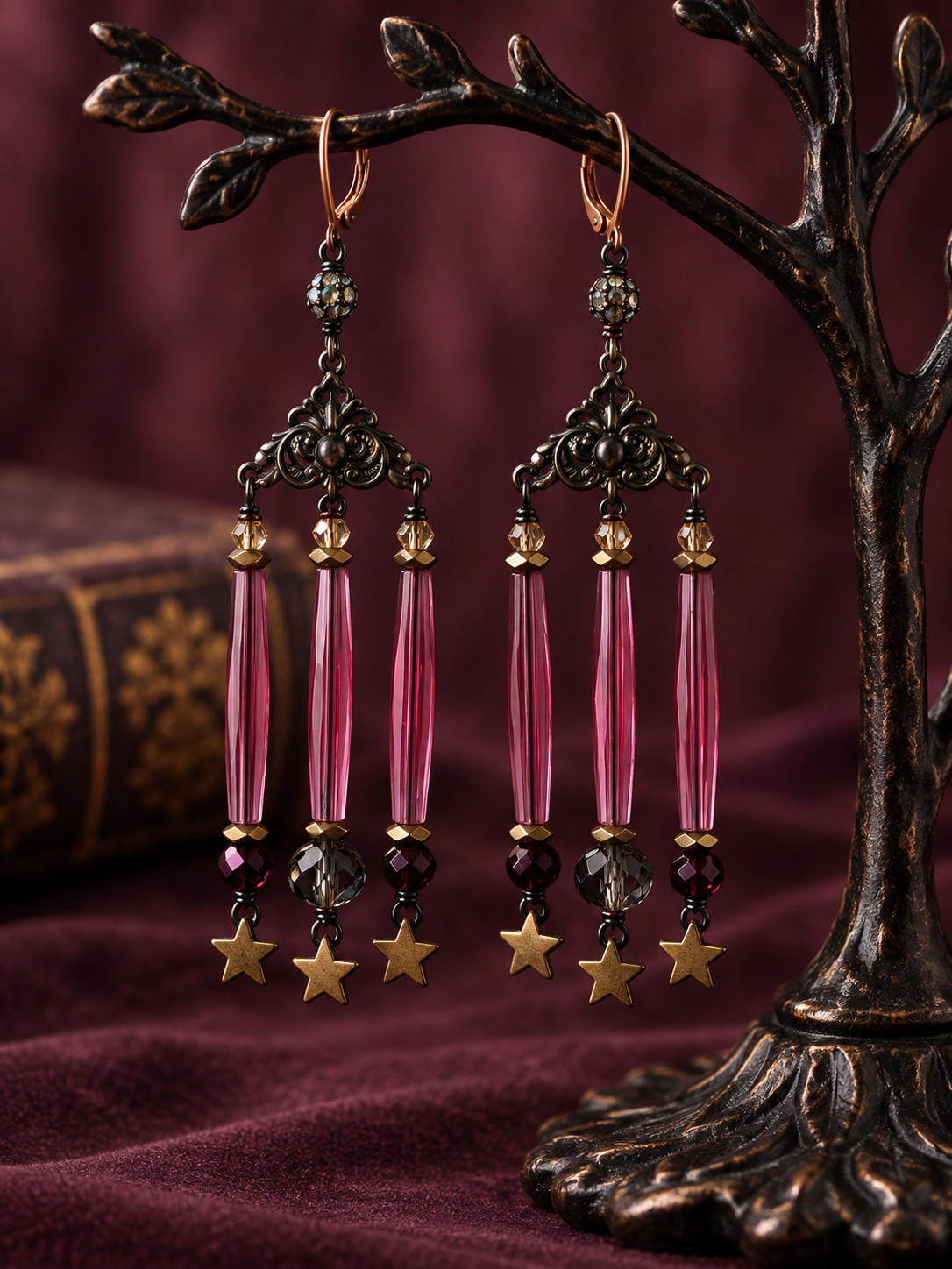 Midnight Starfall Chandelier Earrings