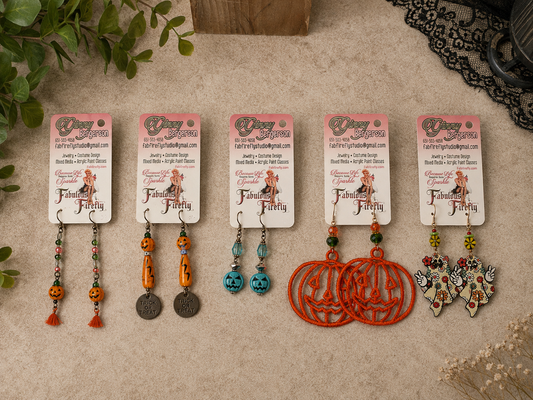 Handmade Halloween Earrings – Pumpkin, Jack-O’-Lantern & Ghost Designs