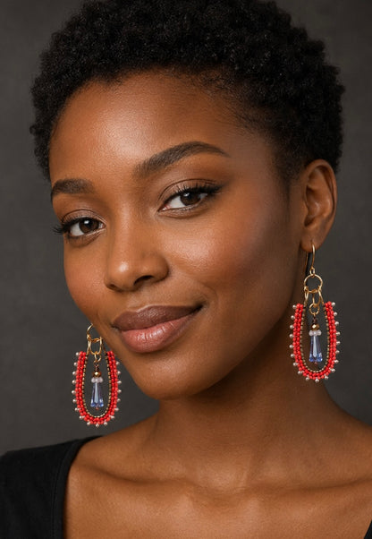 Fire & Ice Hand-Beaded Crystal Drop Earrings