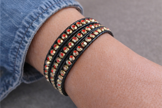 Gold Beaded Wrap Bracelet – Adjustable 4 Layer Minimalist Bracelet