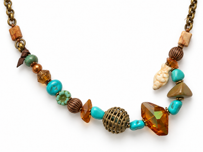 Turquoise & Swarovski Crystal Necklace, 20 Inch | Fabulous Firefly
