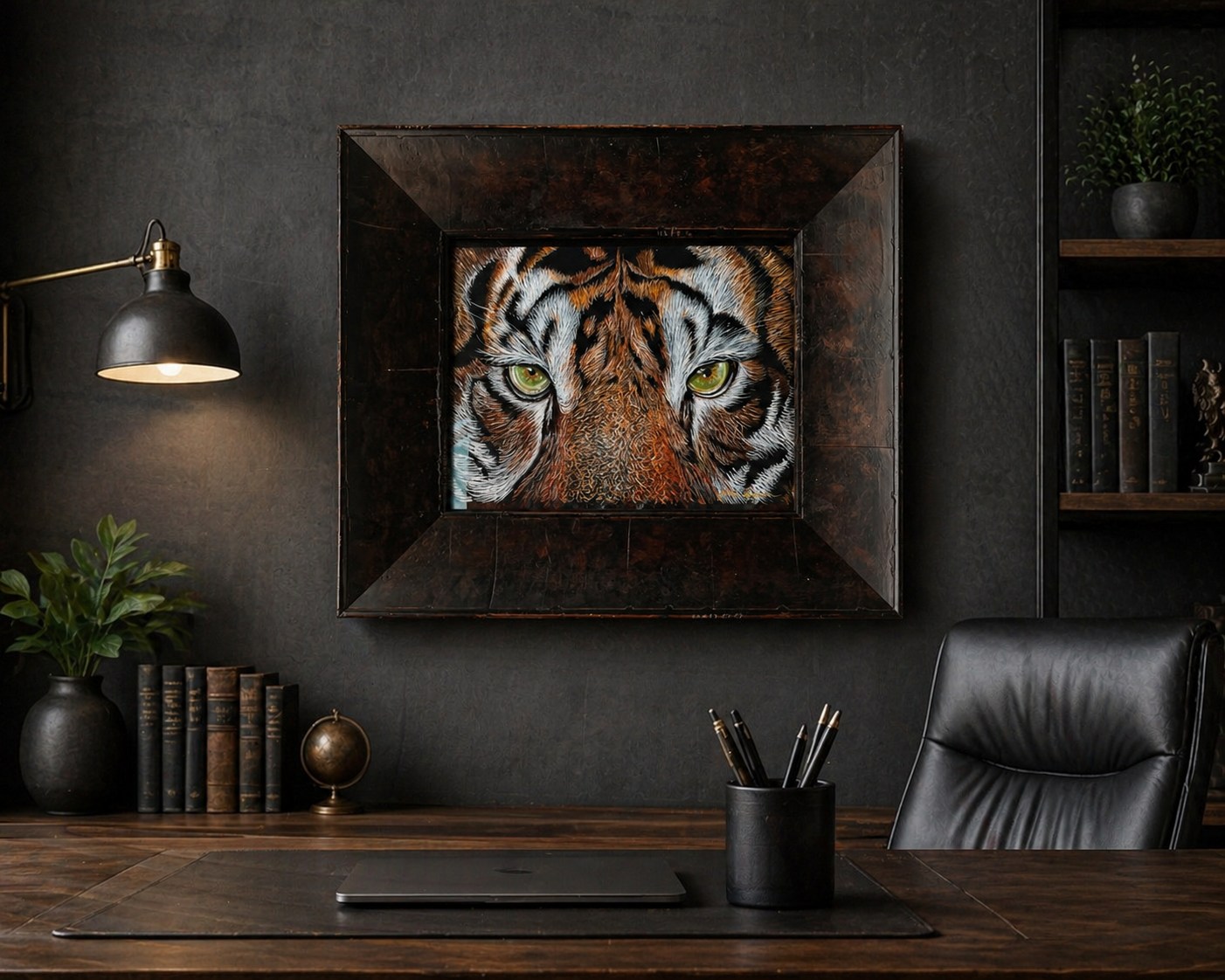 Tiger Eyes – Acrylic on Black Paper | Original Wildlife Painting