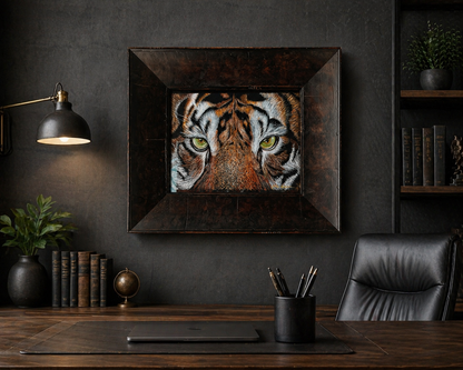 Tiger Eyes – Acrylic on Black Paper | Original Wildlife Painting