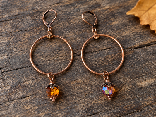 Autumn Glow Copper Hoop Earrings