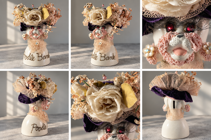Vintage Poodle Bank with Flowered Hat