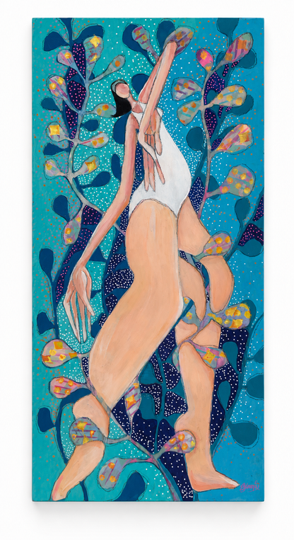 Unruly Girl Original Mixed Media Painting on Wood | 12 × 22