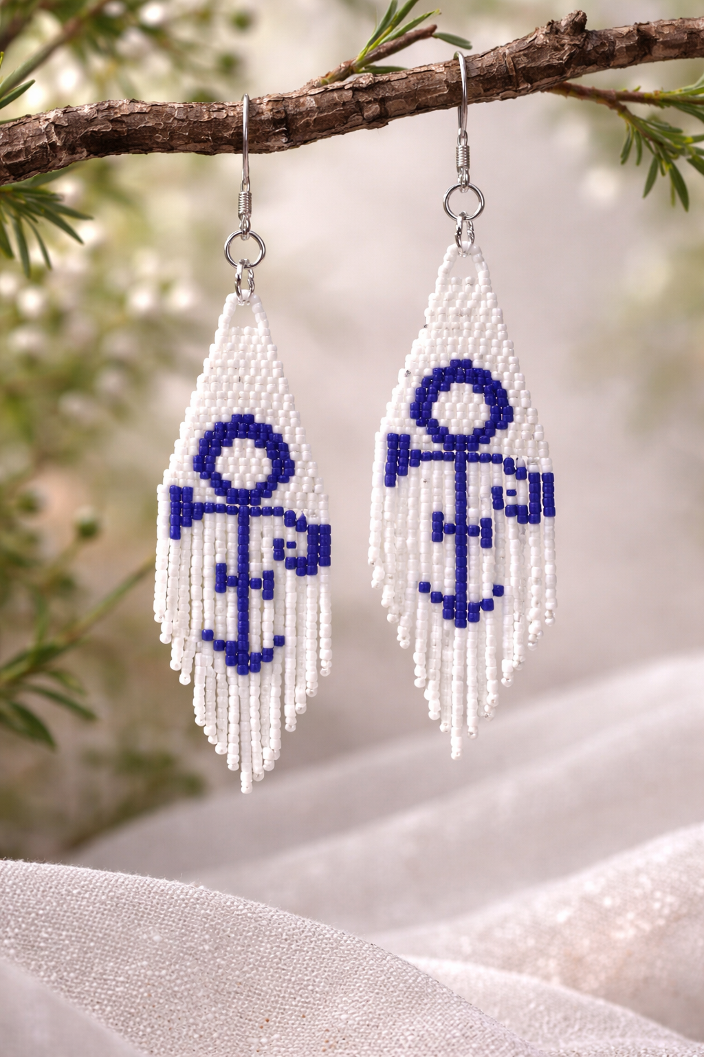 Cobalt Spirit Fringe Earrings – Handwoven Seed Bead Statement Dangles