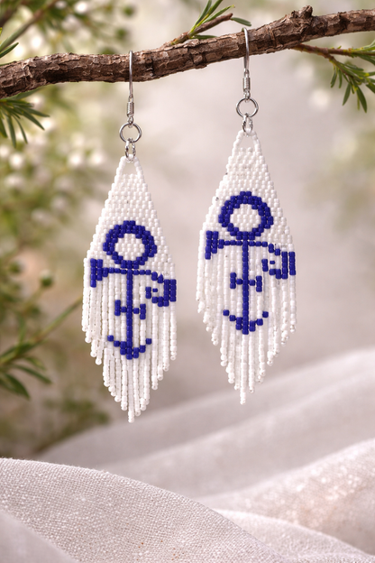 Cobalt Spirit Fringe Earrings – Handwoven Seed Bead Statement Dangles