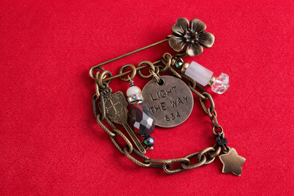 Boho Charm Safety Pin Brooch Collection – Vintage Style Handmade Pins, Eclectic Wearable Art