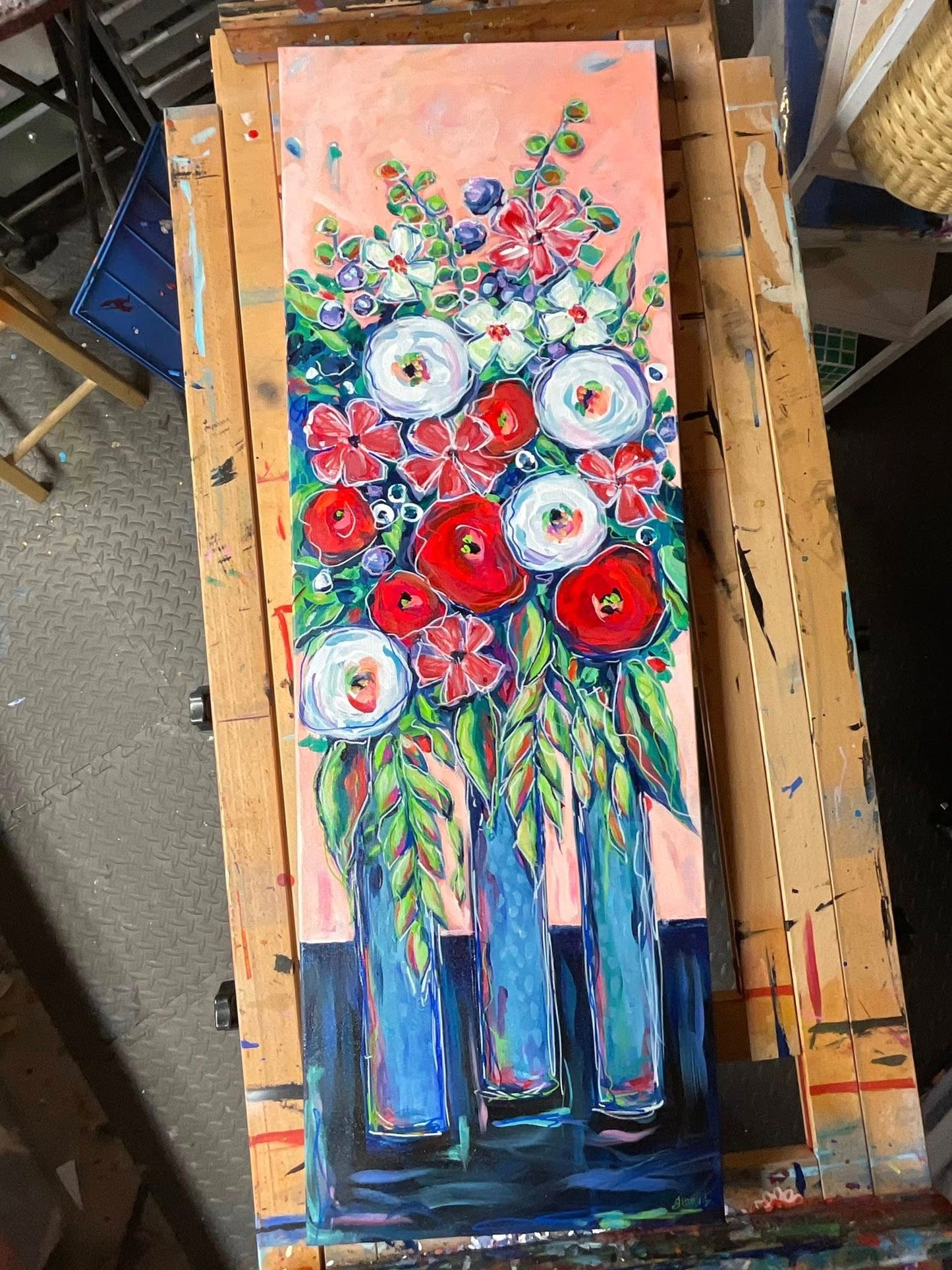 Joy In Three Vases - Painting - Local Pickup only
