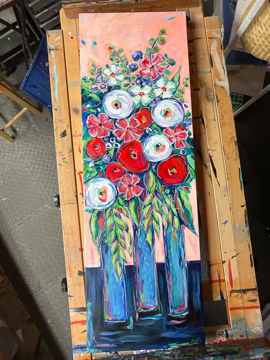 Joy In Three Vases - Painting - Local Pickup only
