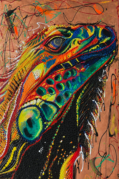 Iggy Original Mixed Media Painting 24 x 36 | Fabulous Firefly
