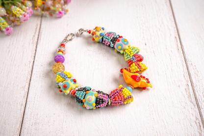 Whimsy Pop Glass Beaded Bracelet | Handblown Glass & Peyote Stitch Statement Bracelet