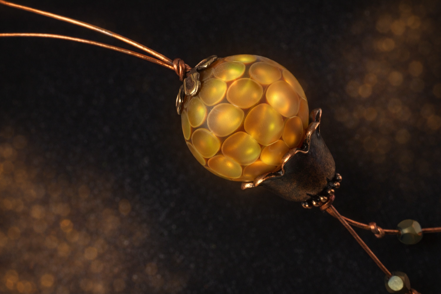 Sacred Ember – Hand Blown Glass & Hammered Cross Statement Necklace