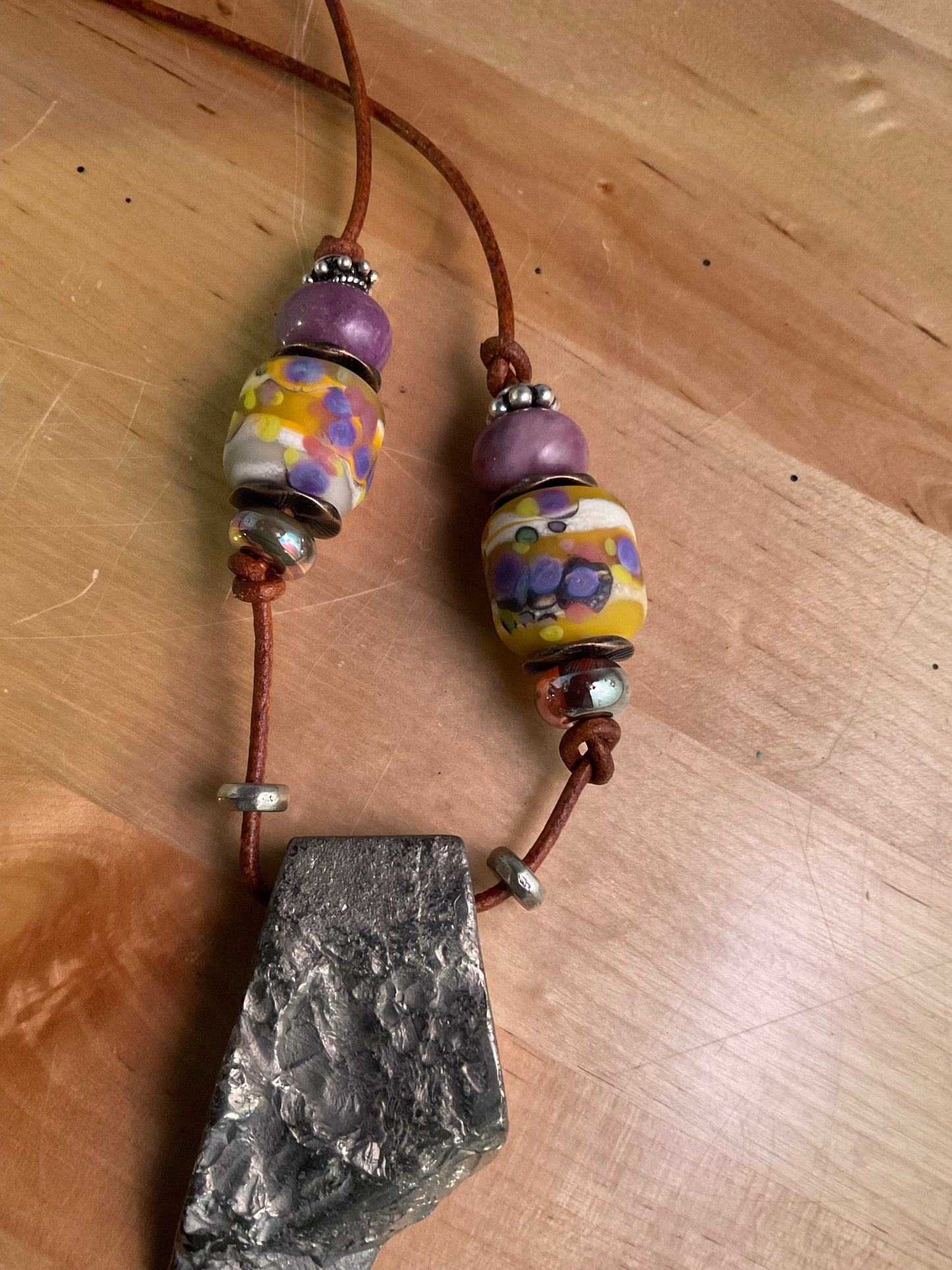 Necklace - Pretty Pyrite and Blown Beads