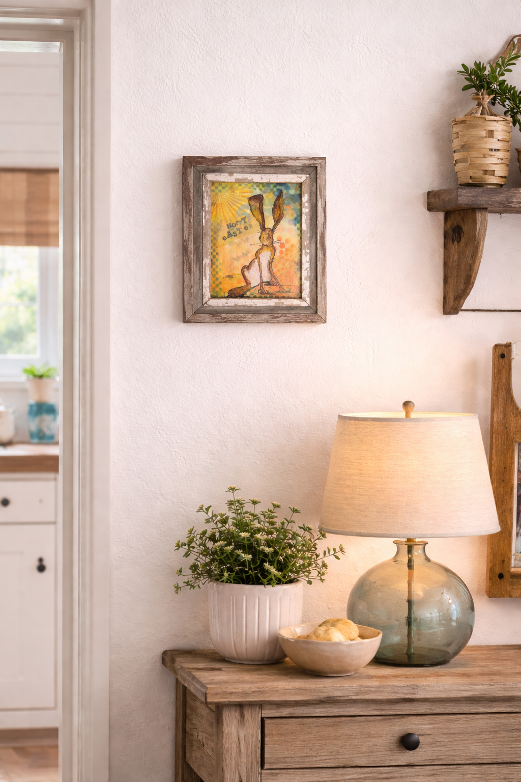 Hoppy Easter Bunny – Acrylic Mixed Media Framed Art