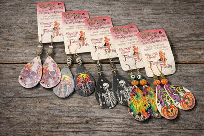 Lightweight Skull & Day of the Dead Teardrop Earrings – Crystal Halloween Statement Earrings