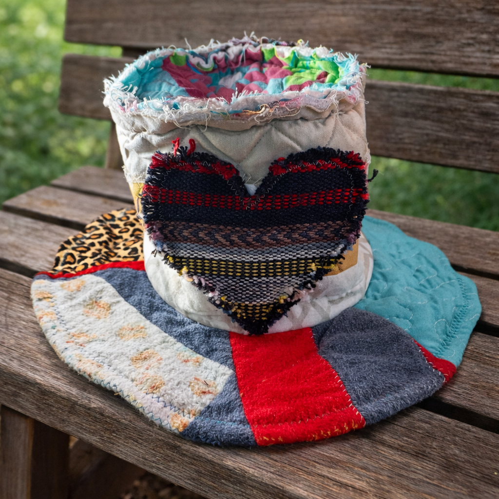 Dorothy Jean Reversible Quilt Hat – Leopard Band & Bohemian Patchwork (medium)