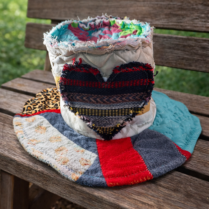 Dorothy Jean Reversible Quilt Hat – Leopard Band & Bohemian Patchwork (medium)