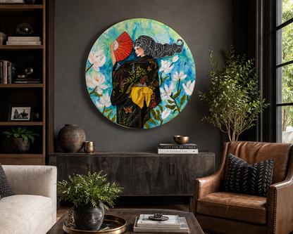 The Grace of Quiet Power – Acrylic Painting with Resin Finish on 24” Round Wood Panel