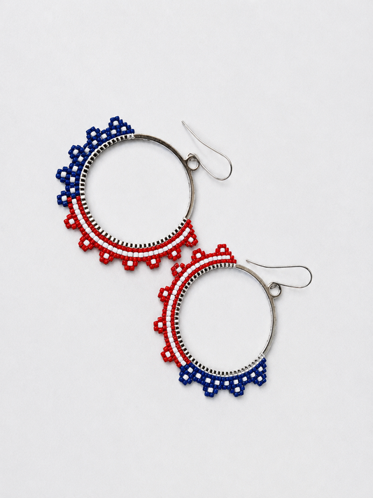 Stars & Stripes Beaded Hoop Earrings