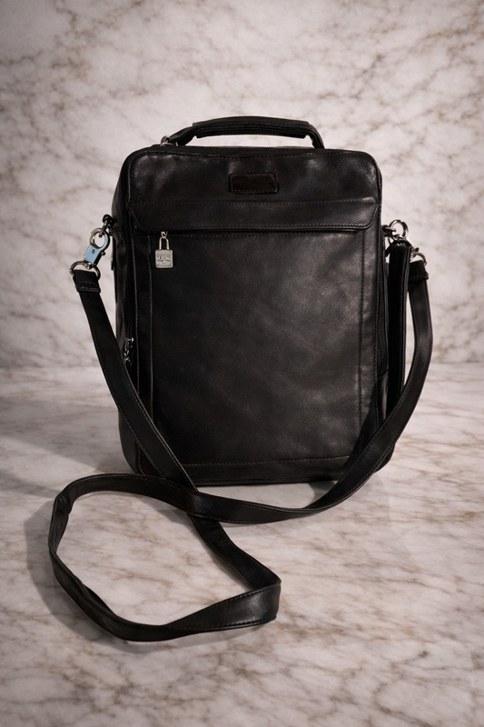 Vintage Perlina Black Leather Crossbody Organizer Bag – Multi Pocket Travel Purse with Credit Card Slots