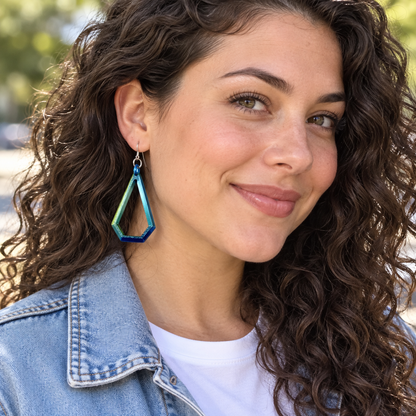 Color Shift 3D-Printed Geometric Earrings