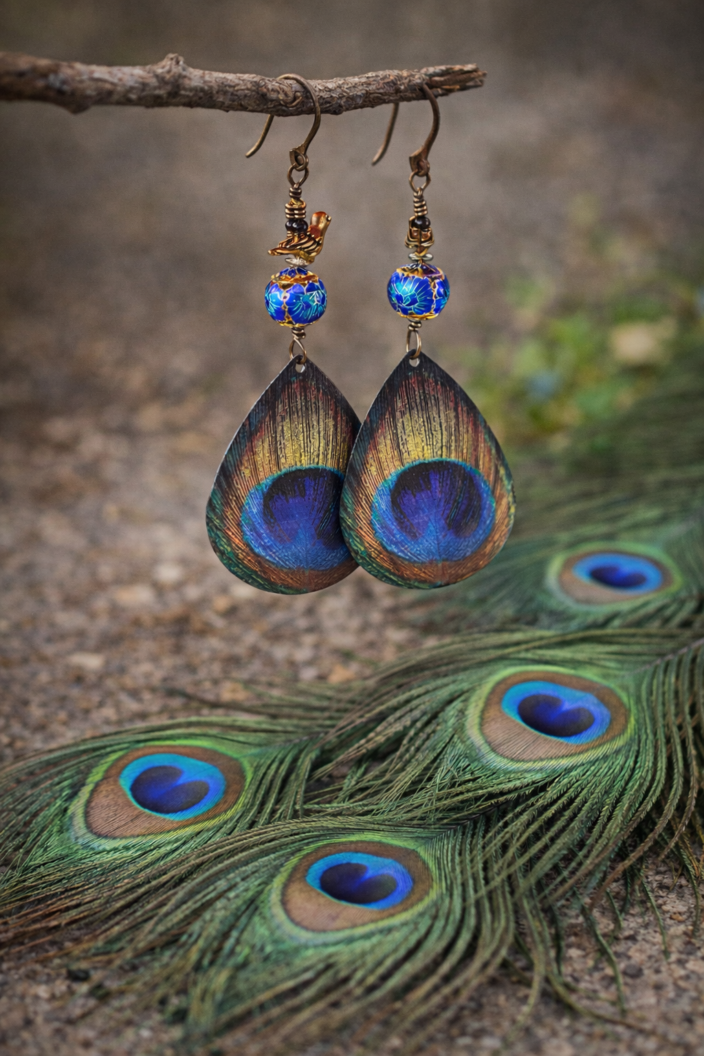 Peacock Garden Drop Earrings