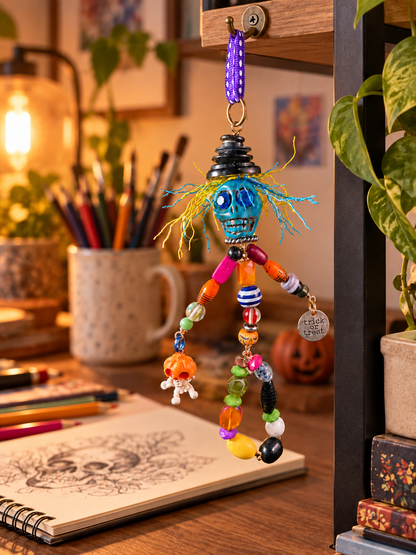 Crazy Hair Skelly Hanging Ornament