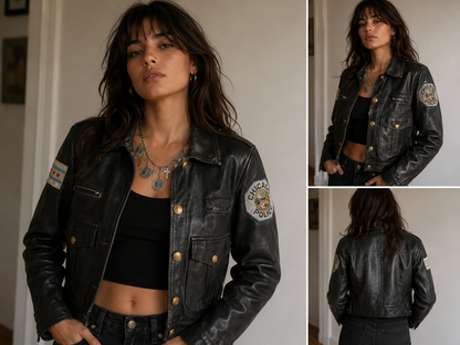 Authentic Vintage Chicago Police Leather Jacket with Handcuffs – Bikes & Spikes Era