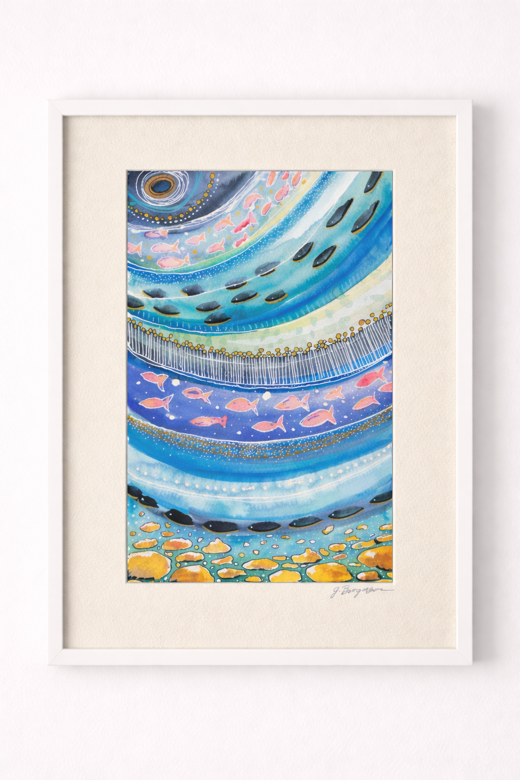 Currents Of Life - Watercolor & Ink Fish Painting