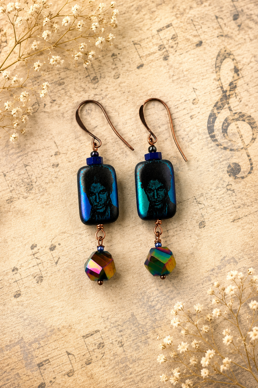 Prince Inspired Handmade Earrings | Swarovski Crystal, Czech Glass & Artisan Beaded Statement Earrings | Fabulous Firefly