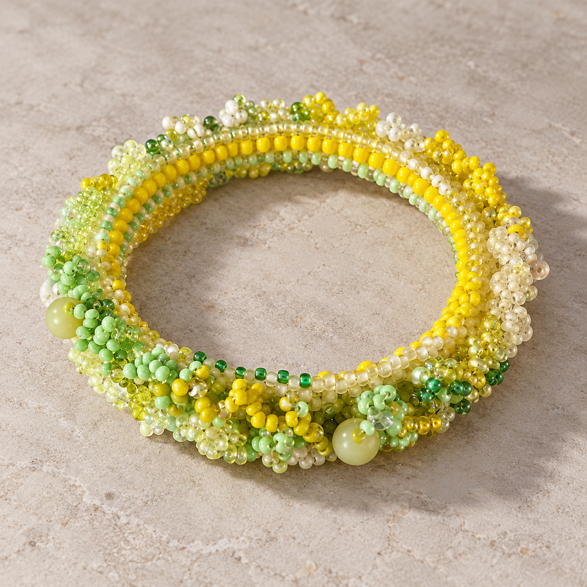 Ruffled Edge Beaded Bangles | Four Color Variants
