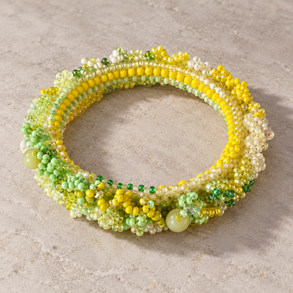 Ruffled Edge Beaded Bangles | Four Color Variants
