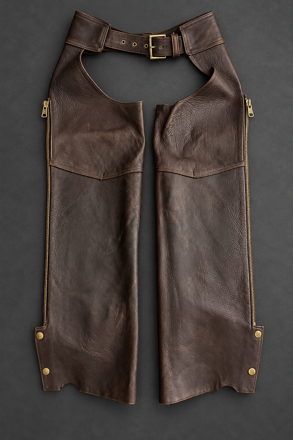 Kerr Brown Leather Motorcycle Chaps Size L – 31” Inseam USA