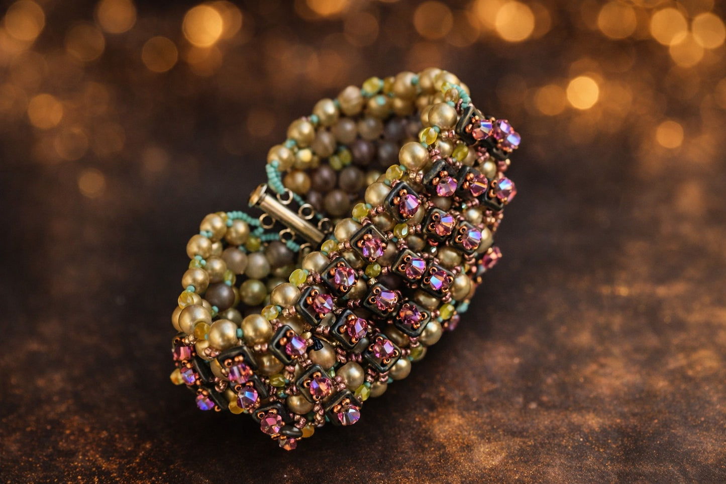 Heirloom Pearl & Crystal Loom Bracelet