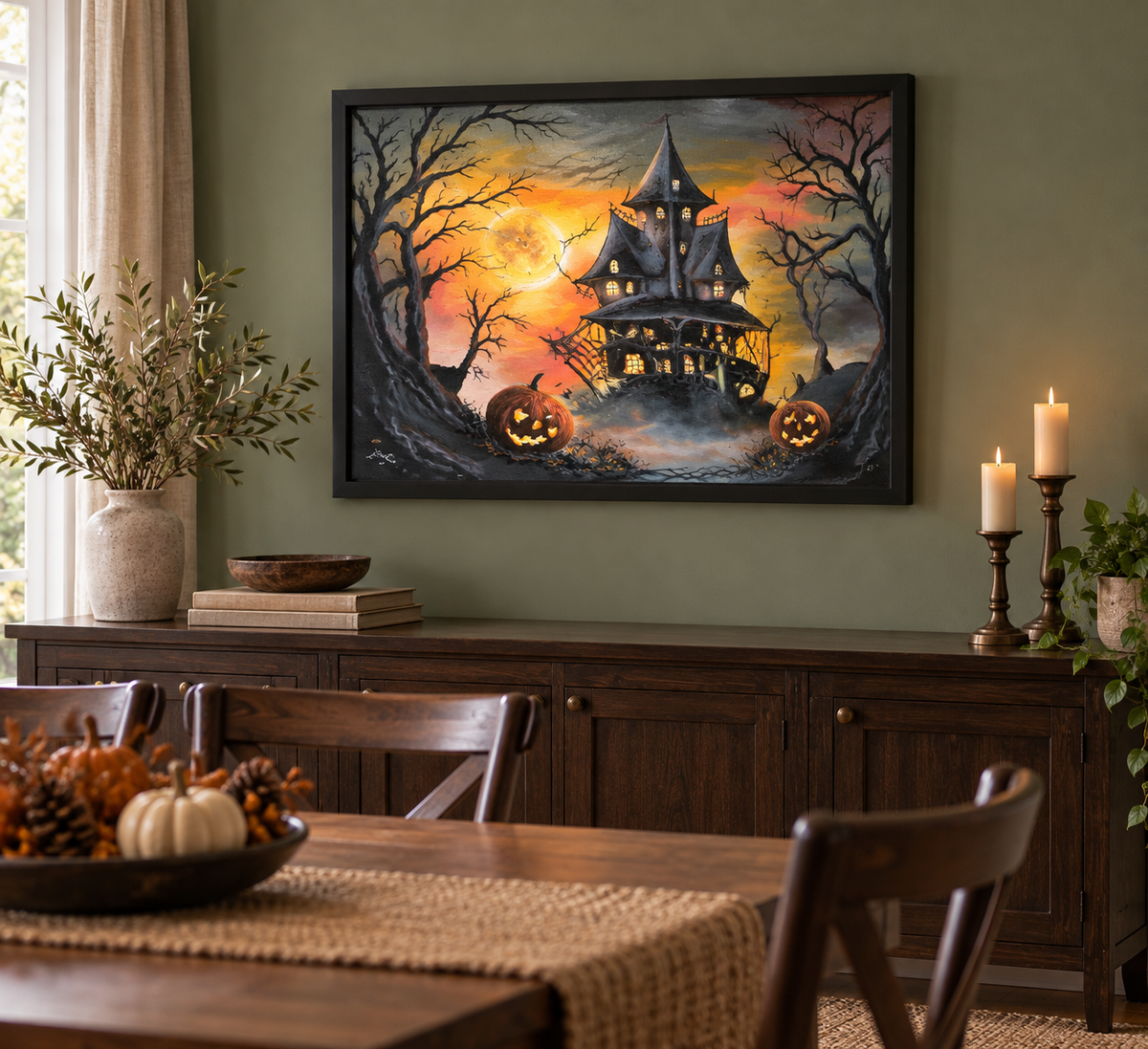 A Most Peculiar Address – Framed Halloween Painting