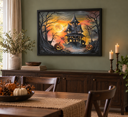 A Most Peculiar Address – Framed Halloween Painting