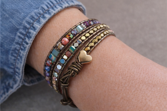 Festival Lights Artisan Beaded Wrap Bracelet - ADJUSTABLE UP TO 3"