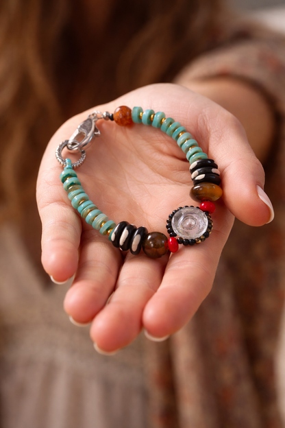Desert Rhythm Glass Disc Bracelet